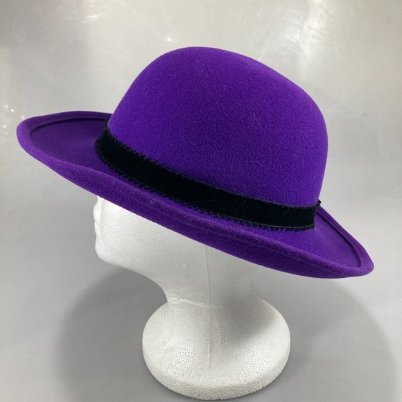 Adolfo Realites Purple Wool Hat Excello Made in USA One Size 21.5 inch
